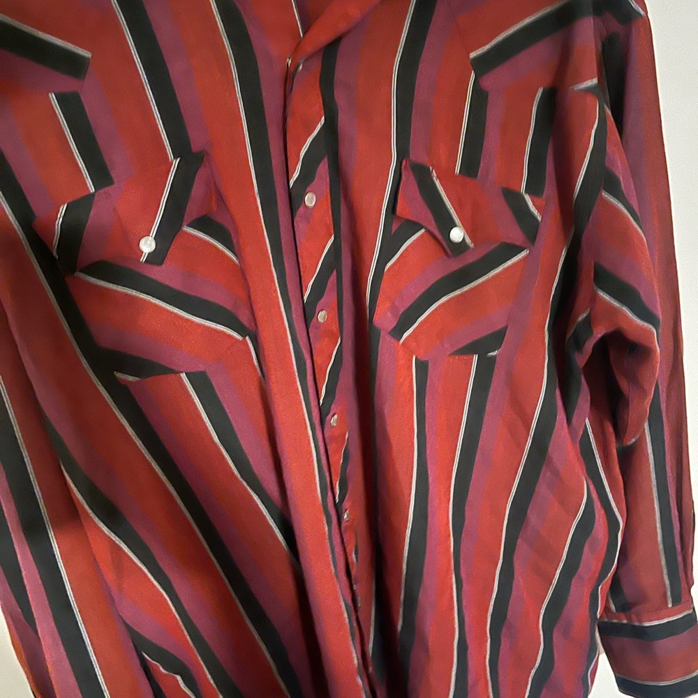 Roper Red and Black Striped Casual Shirt
